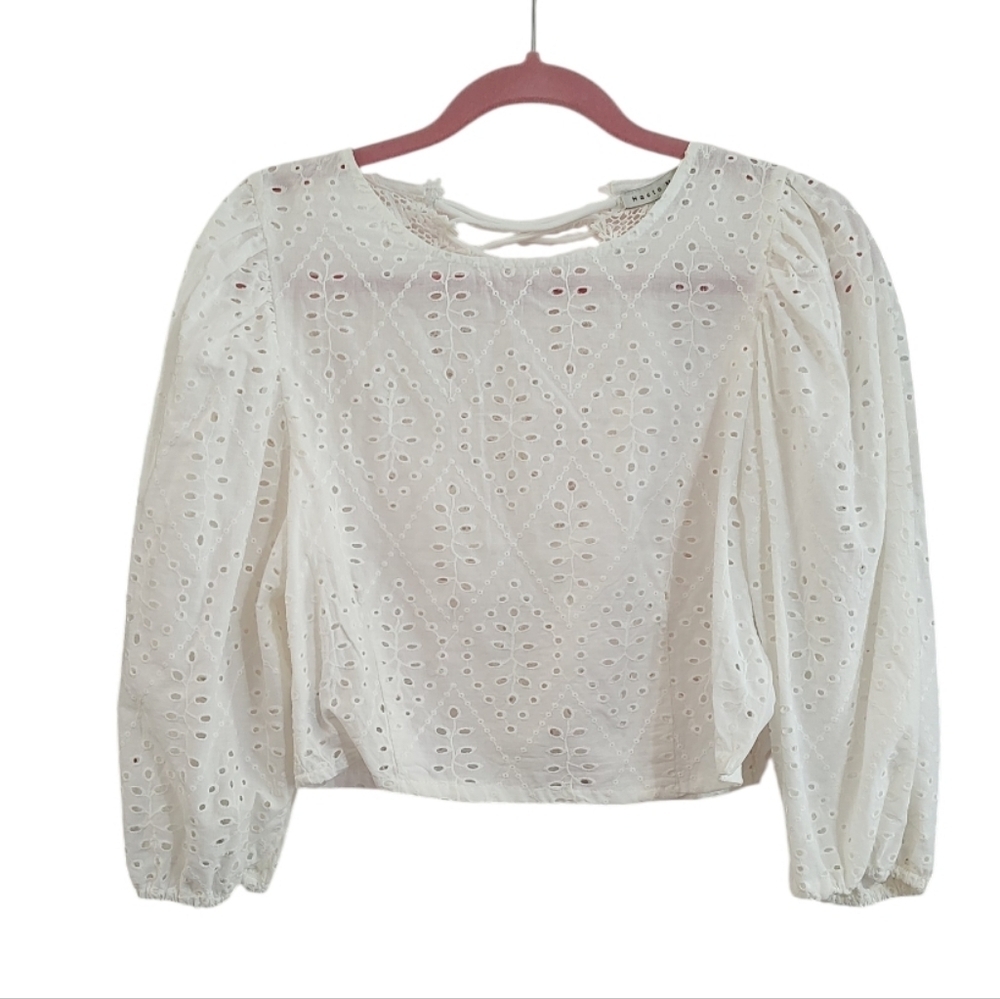 Haute Monde White Eyelet Crop Top